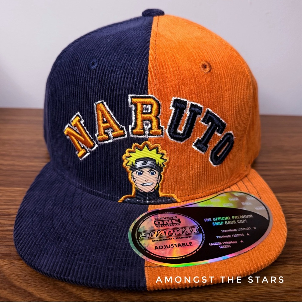 Naruto Shippuden Concept One Snapmax Corduroy Blue & Orange Snapback Hat Cap